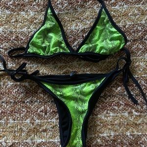Green snake skin print bikini